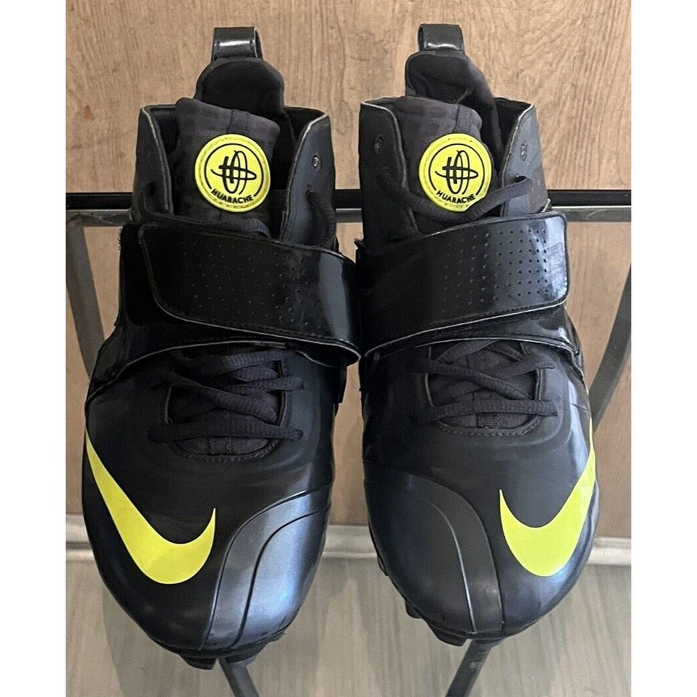nike air huarache cletes size 11.5 black and yellow